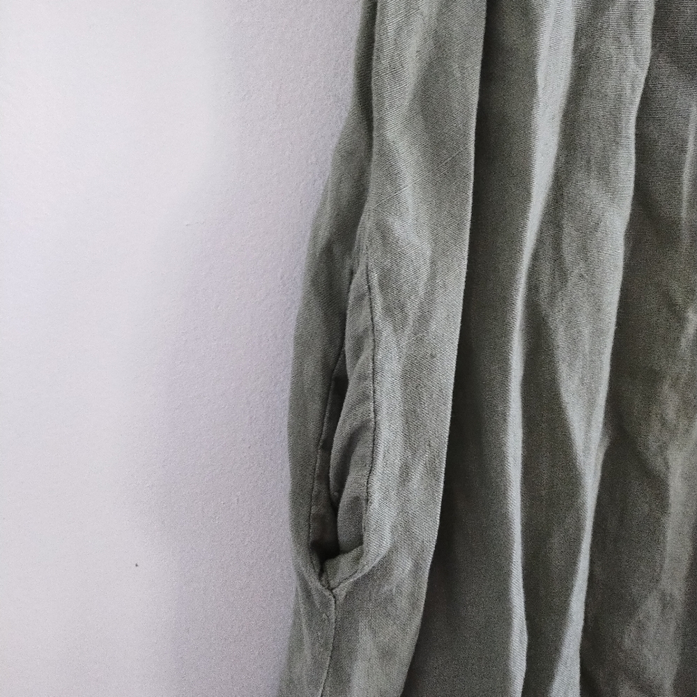 Rosemarine Italy 100% Linen Green Side Pockets Dress M - Picture 4 of 6